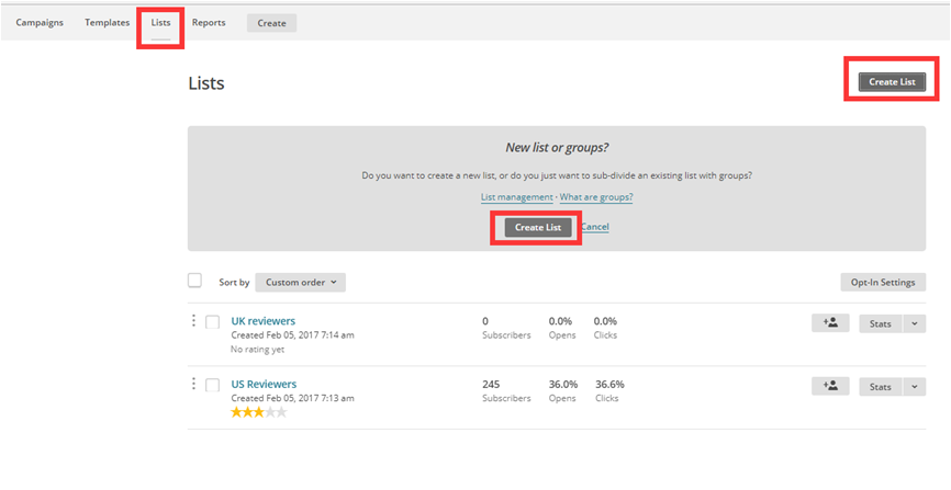 Create List Create List