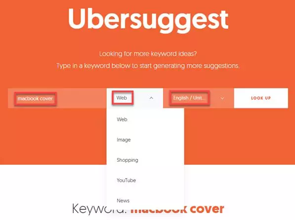 Ubbersuggest上輸入 Ubbersuggest上輸入